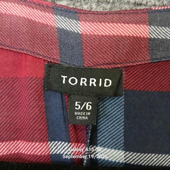 Torrid Kimono Duster Chiffon Maxi High Low Plus Size 5/6 Plaid Sheer Red - Picture 9 of 10